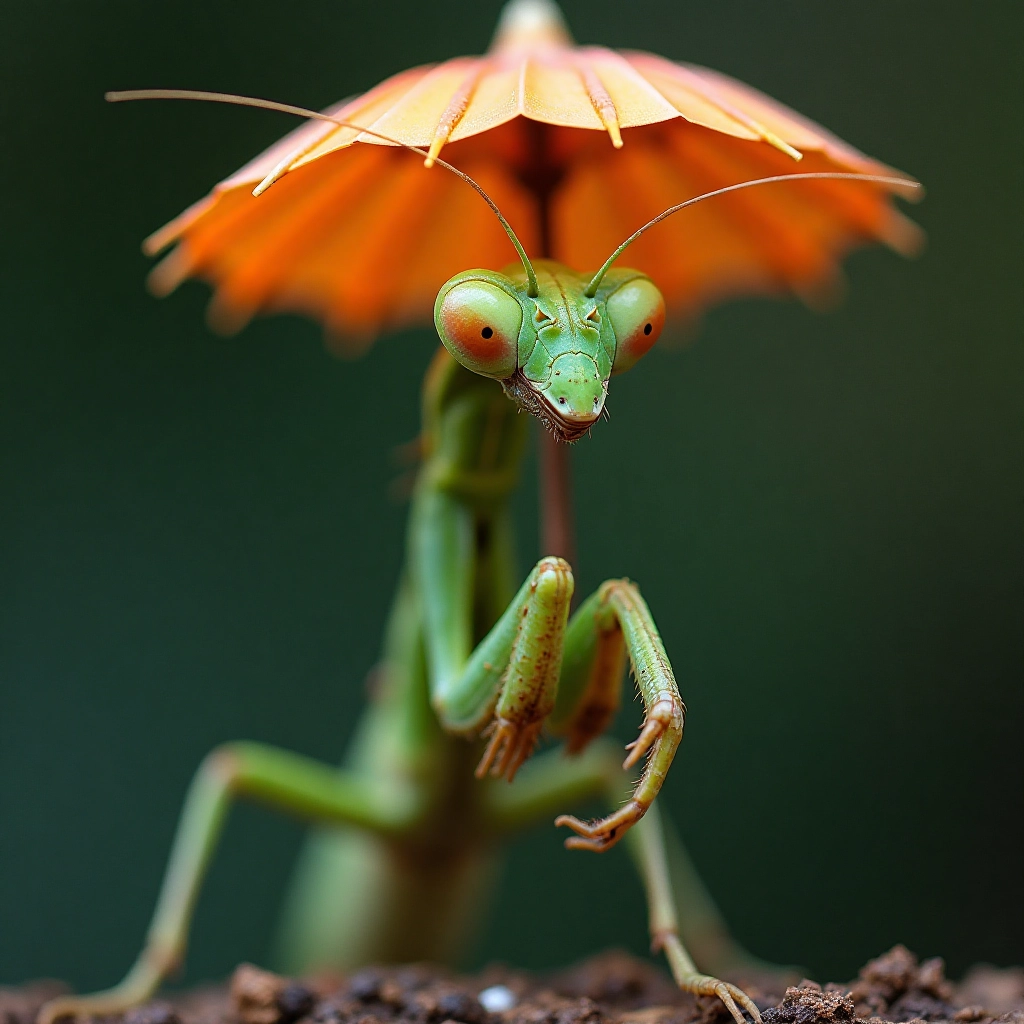 Mantis Under an Umbrella